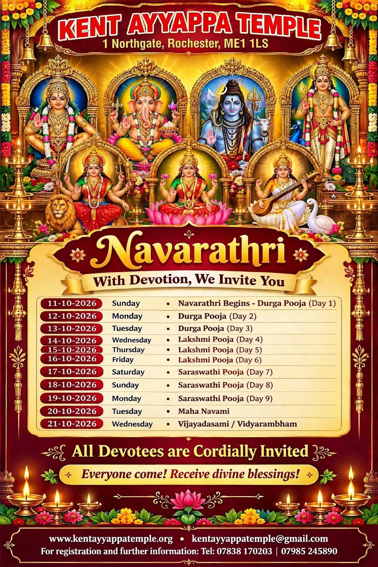 Updated Navarathri Poster 2026 Kent Ayyappa Temple
